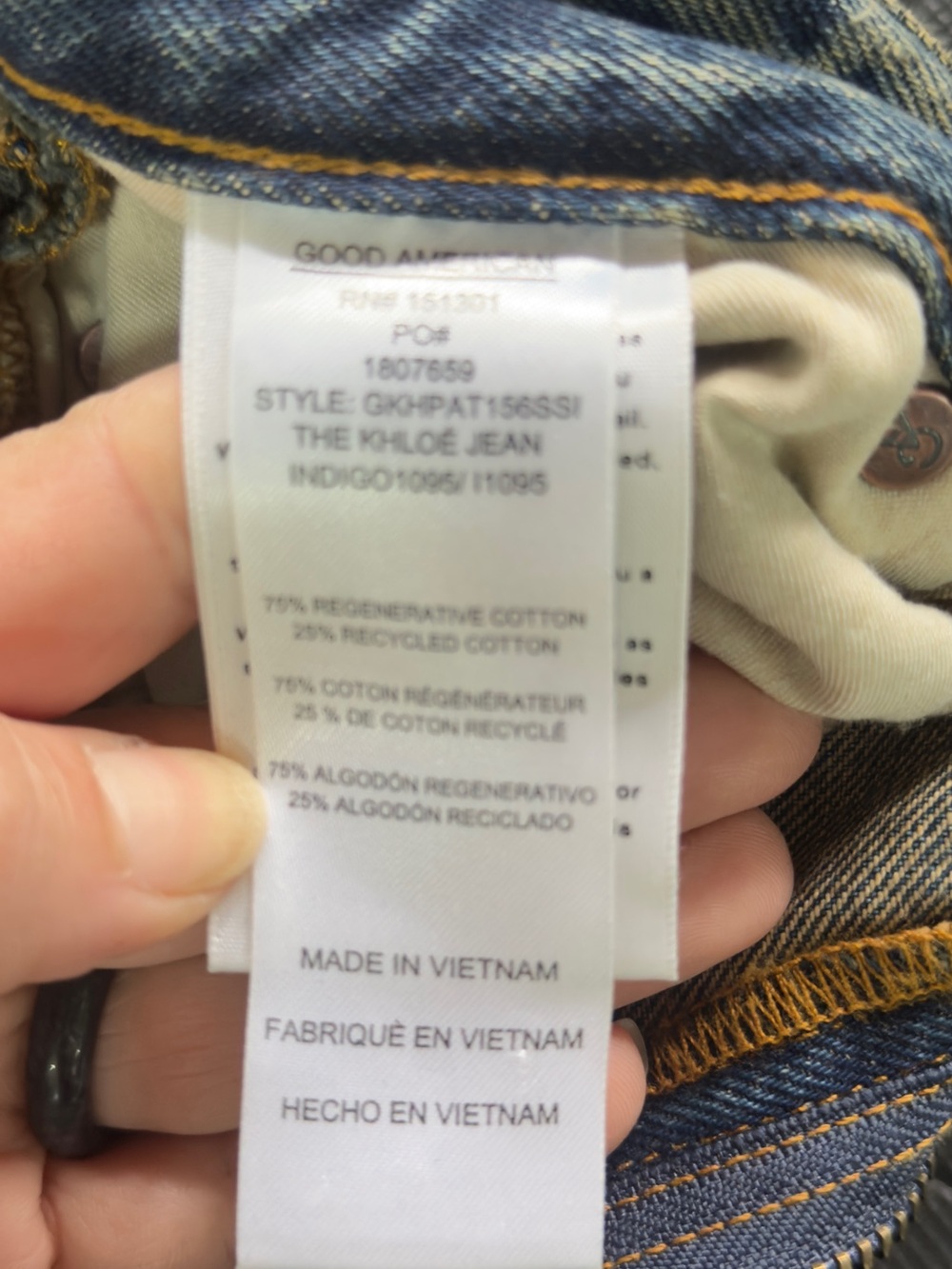 Good American Patchwork Straight Leg Jeans - Medium Blue - Picture 5 of 9